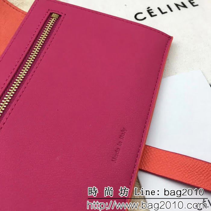 CELINE賽琳原單 專櫃 手掌紋牛皮搭扣拼色錢夾 4148 SL1691